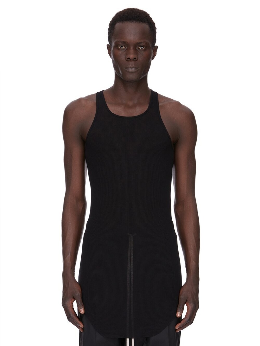 NWT Rick Owens Basic Rib Tank Black Size M Viscose Silk Blend